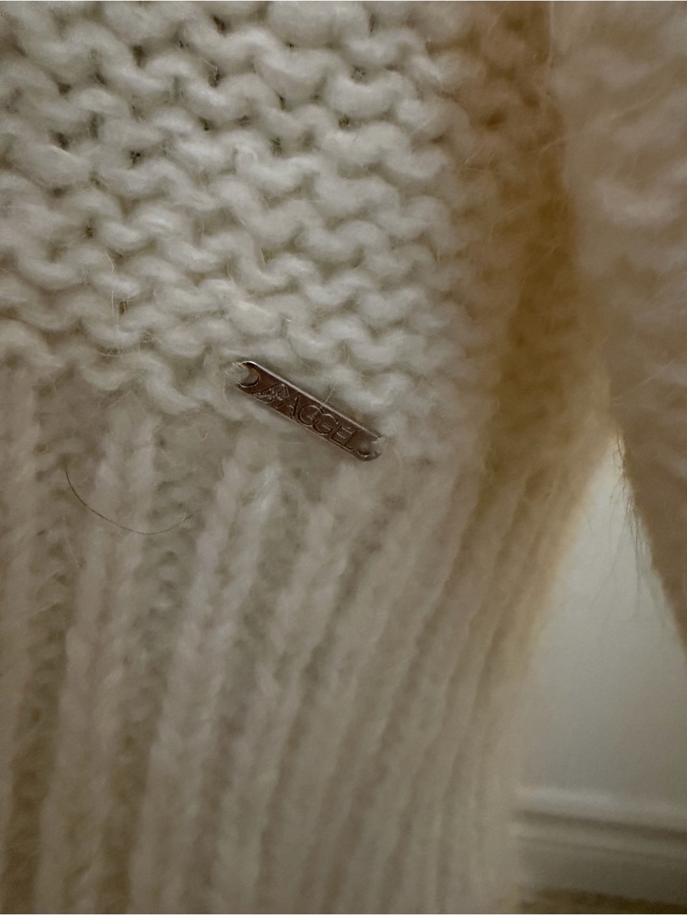 AGGÉL Gold Edition Cable Knit Sweater Dress Cream Oversized Wool  Mohair SIZE XL - Picture 7 of 13